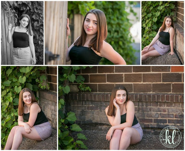 graduation pictures in an alleyway in downtown stillwater minnesota