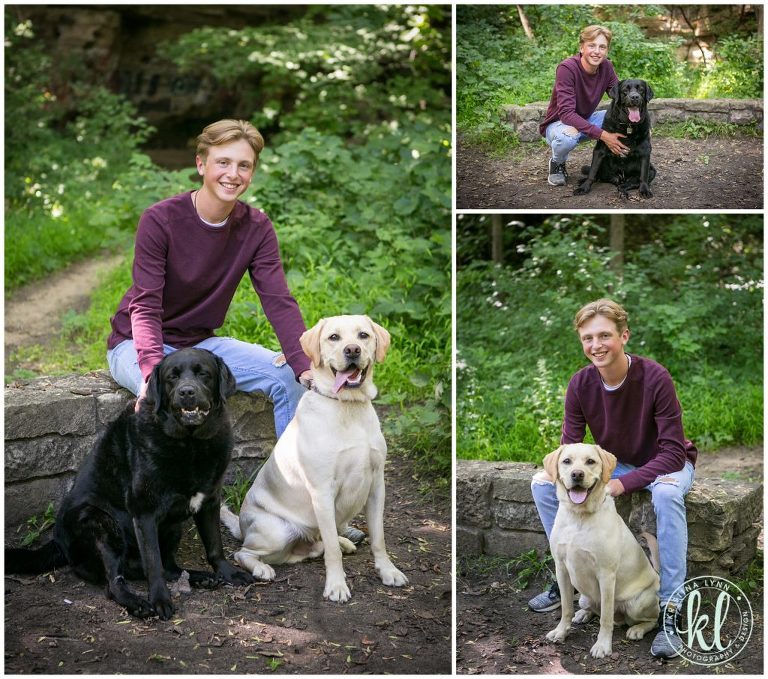 senior photo session with dogs