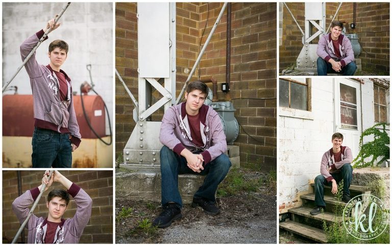 high school senior pictures in alleyway in clarion iowa