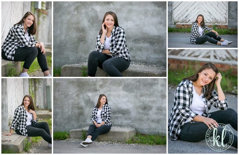 high school senior photos session in alley in clarion iowa