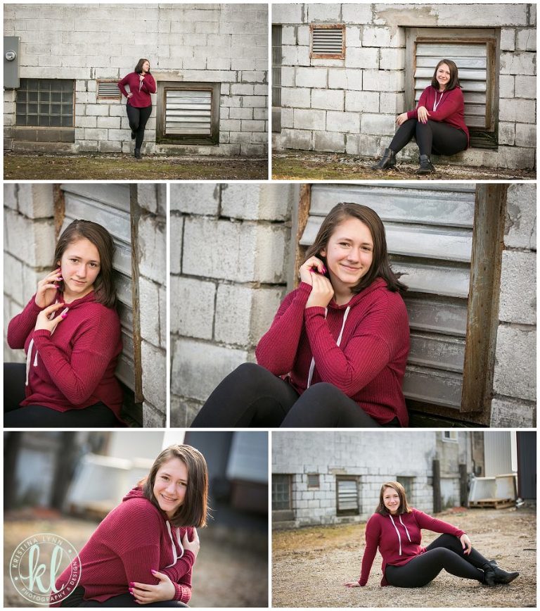 senior photos session in alley near downtown clarion iowa
