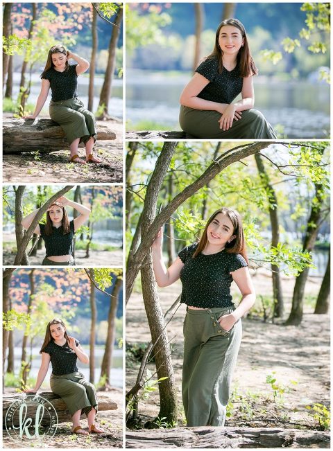 teen girl poses for senior photos on the beach along the st croix river near stillwater minnesota