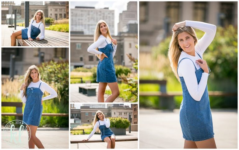high school senior pictures session in downtown st paul with skyline