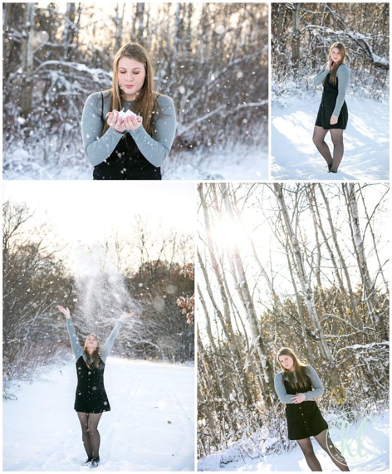 snowy senior photo session in the twin cities