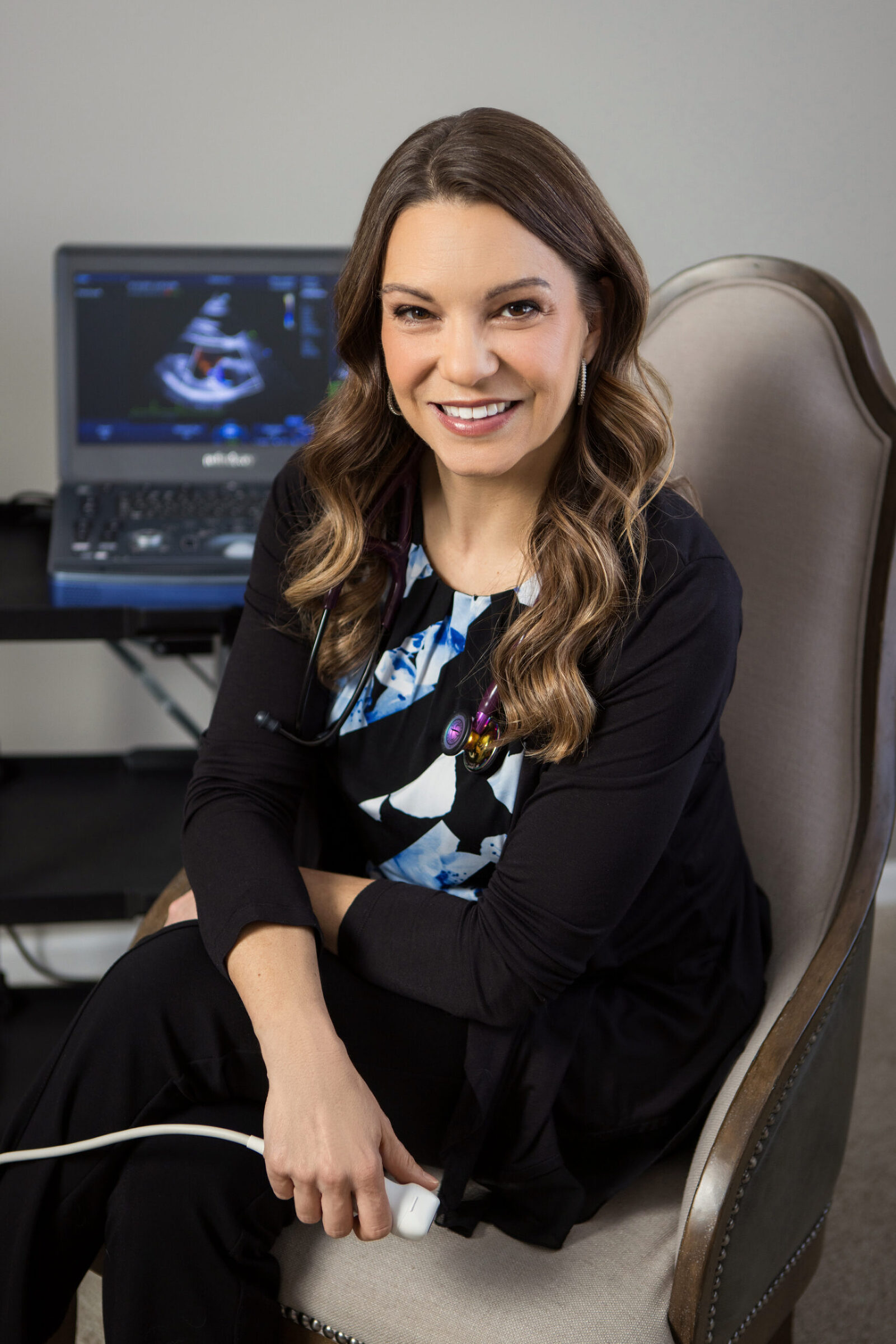 An in office professional headshot session with a medical professional